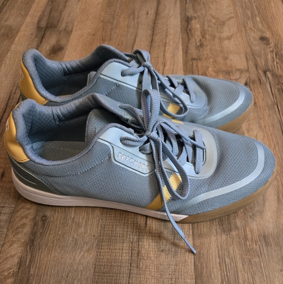 Skechers Air Cooled Memory Foam blue/yellow Womens Size 9 - Picture 2 of 6